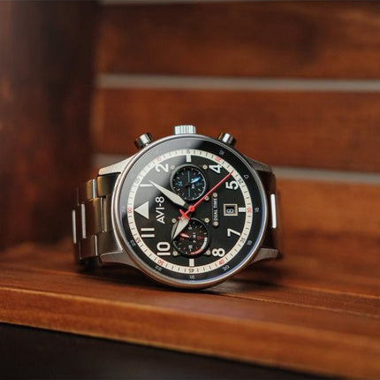 AVI-8 Hawker Hurricane Carey Dual Time Rangoon Black Dial Quartz AV-4088-11 herreur