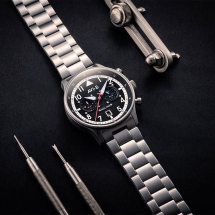 AVI-8 Hawker Hurricane Carey Dual Time Rangoon Black Dial Quartz AV-4088-11 herreur