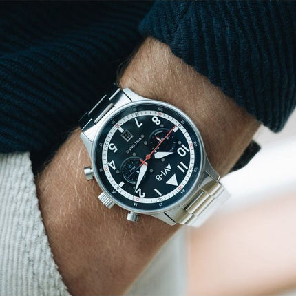 AVI-8 Hawker Hurricane Carey Dual Time Rangoon Black Dial Quartz AV-4088-11 herreur