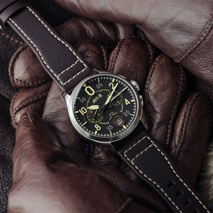 AVI-8 Spitfire Lock Midnight Oak Chronograph Quartz AV-4089-01 herreur
