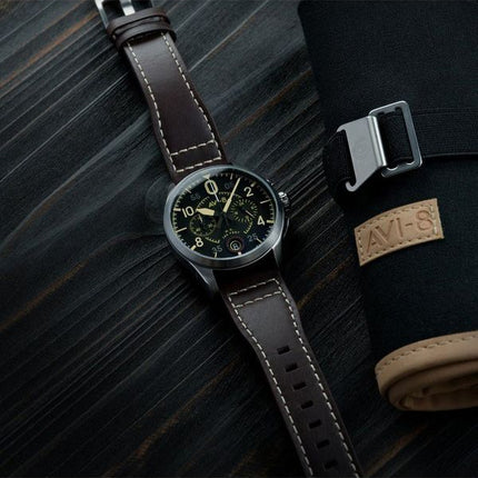 AVI-8 Spitfire Lock Midnight Oak Chronograph Quartz AV-4089-01 herreur