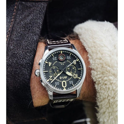 AVI-8 Spitfire Lock Midnight Oak Chronograph Quartz AV-4089-01 herreur