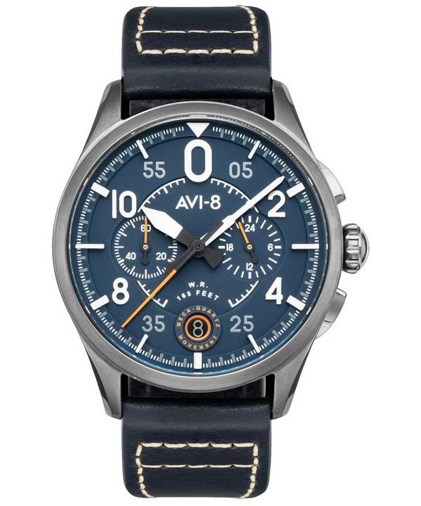 AVI-8 Spitfire Lock Channel Blue Chronograph Quartz AV-4089-04 herreur