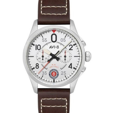 AVI-8 Spitfire Lock Chronograph Aircraft White Dial Quartz AV-4089-05 herreur