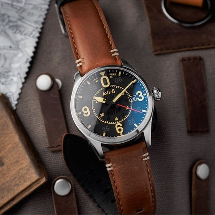 AVI-8 Spitfire Smith Woolston Black Dial Automatisk AV-4090-01 herreur