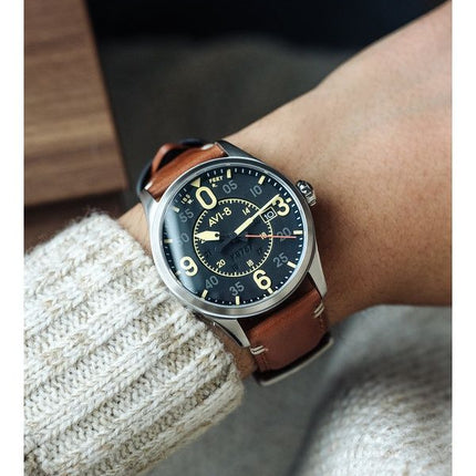 AVI-8 Spitfire Smith Woolston Black Dial Automatisk AV-4090-01 herreur