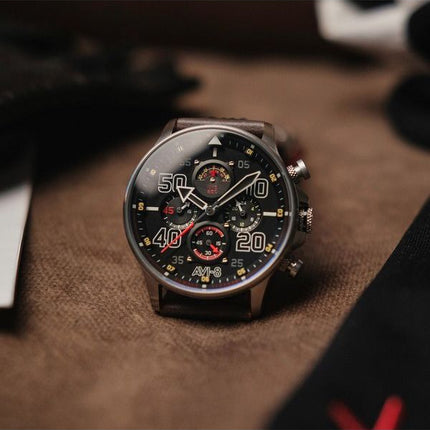 AVI-8 Hawker Typhoon Rb396 Sheila Chronograph Limited Edition Black Dial Quartz AV-4093-05 herreur