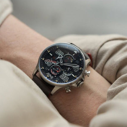 AVI-8 Hawker Typhoon Rb396 Sheila Chronograph Limited Edition Black Dial Quartz AV-4093-05 herreur