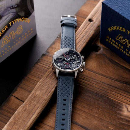 AVI-8 Hawker Typhoon Rb396 Sheila Chronograph Limited Edition Volkel Blue Dial Quartz AV-4093-07 herreur