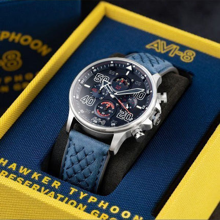 AVI-8 Hawker Typhoon Rb396 Sheila Chronograph Limited Edition Volkel Blue Dial Quartz AV-4093-07 herreur
