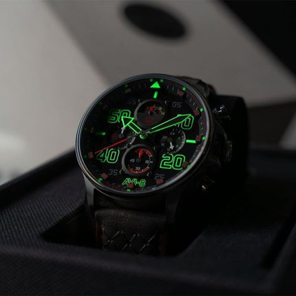 AVI-8 Hawker Typhoon Coningham Chronograph læderrem Black Dial Quartz AV-4093-0A herreur