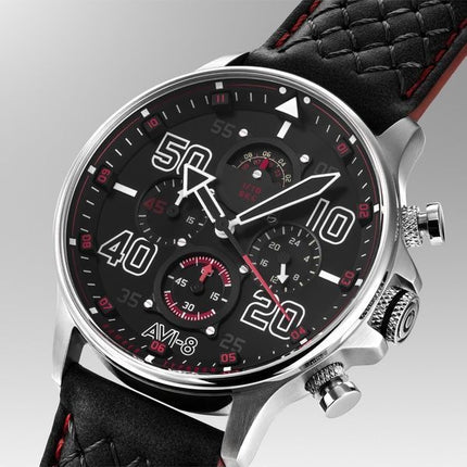 AVI-8 Hawker Typhoon Coningham Chronograph læderrem Black Dial Quartz AV-4093-0A herreur