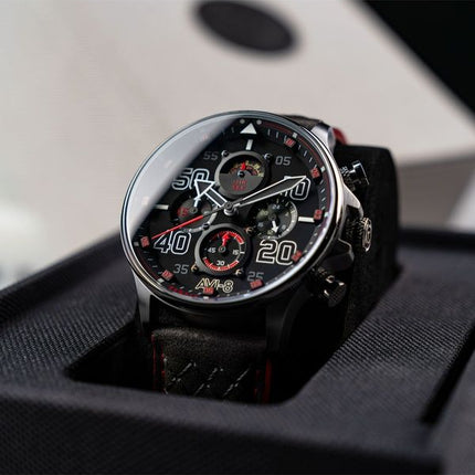 AVI-8 Hawker Typhoon Coningham Chronograph læderrem Black Dial Quartz AV-4093-0A herreur