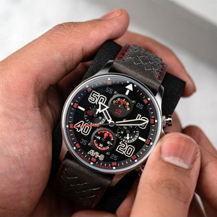 AVI-8 Hawker Typhoon Coningham Chronograph læderrem Black Dial Quartz AV-4093-0A herreur