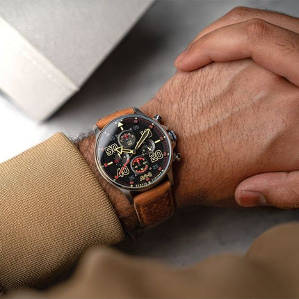 AVI-8 Hawker Typhoon Coningham Chronograph Baldwin læderrem Black Dial Quartz AV-4093-0B herreur