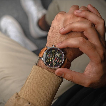 AVI-8 Hawker Typhoon Coningham Chronograph Baldwin læderrem Black Dial Quartz AV-4093-0B herreur