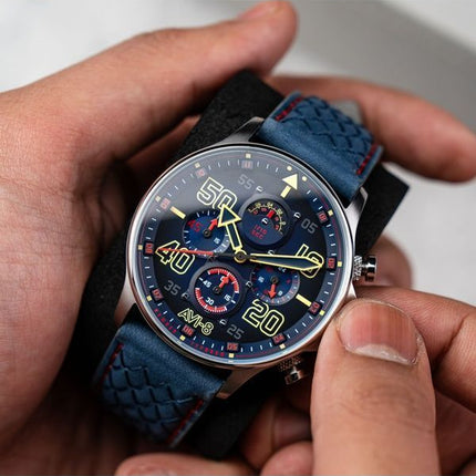 AVI-8 Hawker Typhoon Coningham Chronograph Rumbold læderrem Blue Dial Quartz AV-4093-0C herreur