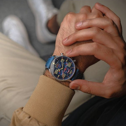 AVI-8 Hawker Typhoon Coningham Chronograph Rumbold læderrem Blue Dial Quartz AV-4093-0C herreur