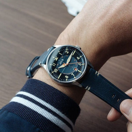 AVI-8 Hawker Hurricane Kent Automatisk Sussex Læderrem Blue Dial Automatisk AV-4094-02 Herreur