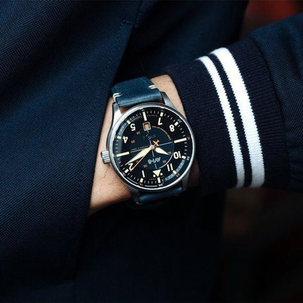AVI-8 Hawker Hurricane Kent Automatisk Sussex Læderrem Blue Dial Automatisk AV-4094-02 Herreur