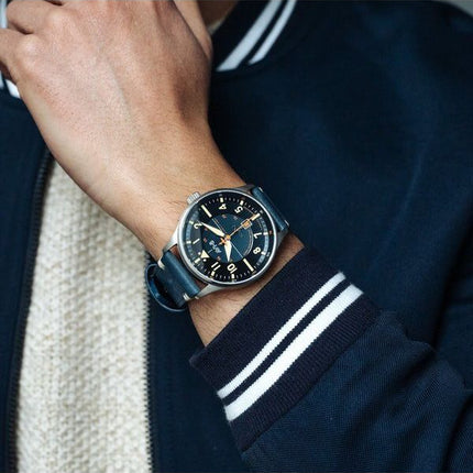 AVI-8 Hawker Hurricane Kent Automatisk Sussex Læderrem Blue Dial Automatisk AV-4094-02 Herreur