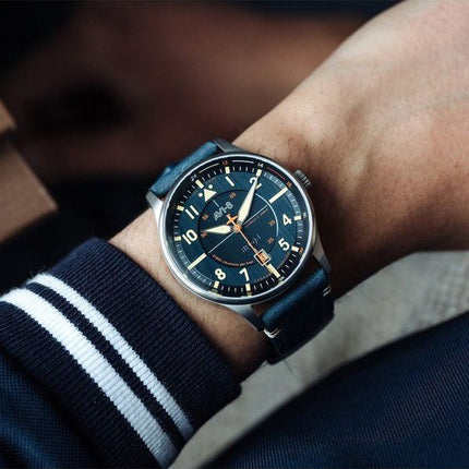 AVI-8 Hawker Hurricane Kent Automatisk Sussex Læderrem Blue Dial Automatisk AV-4094-02 Herreur