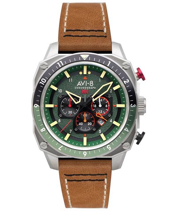 AVI-8 Hawker Hunter Atlas Dual Time Chronograph Forest Quartz AV-4100-01 herreur