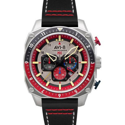 AVI-8 Hawker Hunter Atlas Dual Time Chronograph Hazard Red Quartz AV-4100-03 herreur
