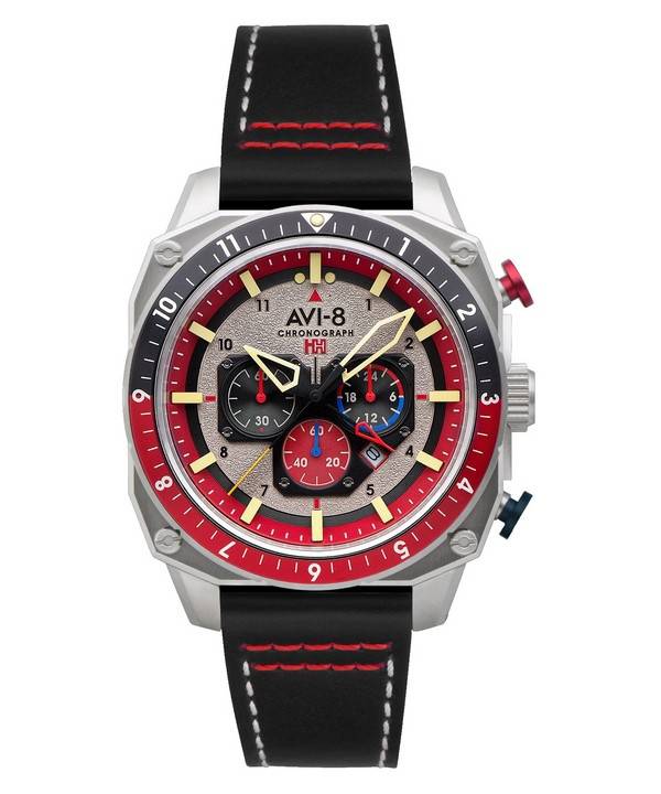 AVI-8 Hawker Hunter Atlas Dual Time Chronograph Hazard Red Quartz AV-4100-03 herreur