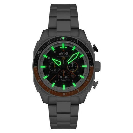 AVI-8 Hawker Hunter Atlas Dual Time Chronograph Raven Black Dial Quartz AV-4100-11 herreur