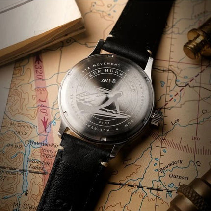 AVI-8 Hawker Hurricane Mckellar Dual Time Gothic Green Dial Quartz AV-4101-0A herreur med ekstra rem