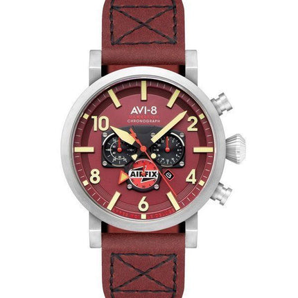 AVI-8 Dambuster Gibson Dual Time Chronograph Airfix Edition Hazard Red Dial AV-4107-04 herreur