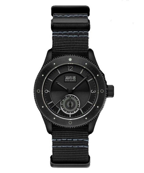 AVI-8 Flyboy Airmaster Sector Meca-Quartz Jet Black Nylonrem Black Dial AV-4112-05 Herreur