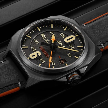 AVI-8 Bell X-1 Machbuster automatisk læderrem jerngrå skive AV-4115-06 herreur