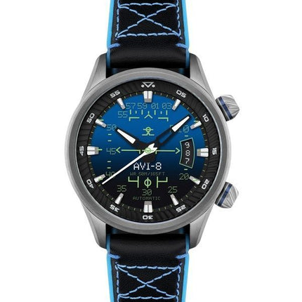 AVI-8 Hawker Harrier HUD læderrem Gradient Blue Dial Automatisk AV-4117-01 herreur