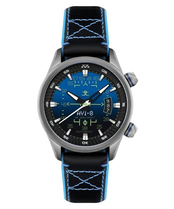 AVI-8 Hawker Harrier HUD læderrem Gradient Blue Dial Automatisk AV-4117-01 herreur