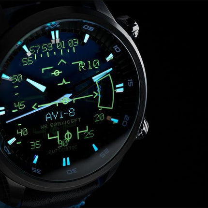 AVI-8 Hawker Harrier HUD læderrem Gradient Blue Dial Automatisk AV-4117-01 herreur