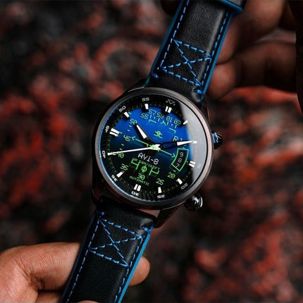 AVI-8 Hawker Harrier HUD læderrem Gradient Blue Dial Automatisk AV-4117-01 herreur