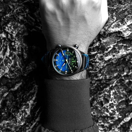 AVI-8 Hawker Harrier HUD læderrem Gradient Blue Dial Automatisk AV-4117-01 herreur