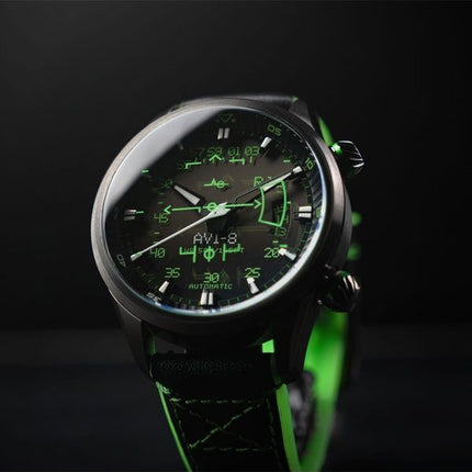 AVI-8 Hawker Harrier HUD læderrem Gradient Black Dial Automatisk AV-4117-02 herreur