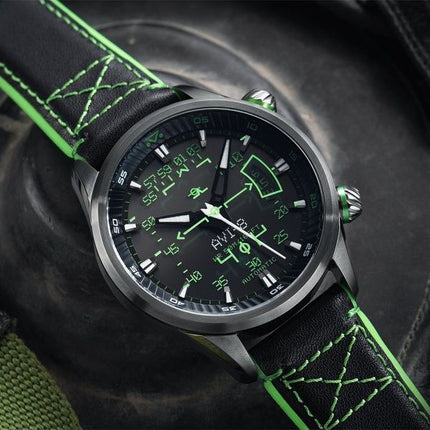 AVI-8 Hawker Harrier HUD læderrem Gradient Black Dial Automatisk AV-4117-02 herreur