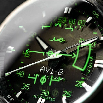 AVI-8 Hawker Harrier HUD læderrem Gradient Black Dial Automatisk AV-4117-02 herreur