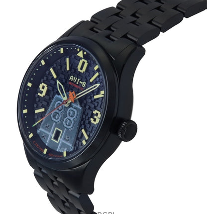 AVI-8 Flyboy Capcom 1942 Automatic Pixel Limited Edition Midnight Ace Black Dial AV-4121-33 herreur med ekstra rem