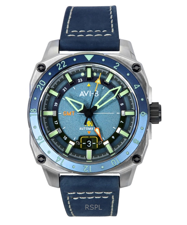 AVI-8 Hawker Hunter Atlas GMT Retro Blue Dial Automatisk AV-4122-05 herreur