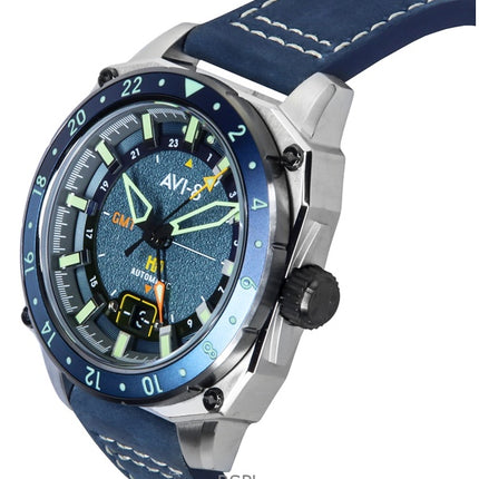 AVI-8 Hawker Hunter Atlas GMT Retro Blue Dial Automatisk AV-4122-05 herreur
