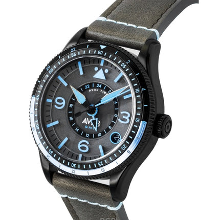 AVI-8 Flyboy Airmaster GMT læderrem grå urskive automatisk AV-4128-05 herreur