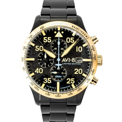 AVI-8 Hawker Hurricane Chronograph 90-års jubilæumsudgave Altitude sort urskive kvarts AV-4130-55 herreur