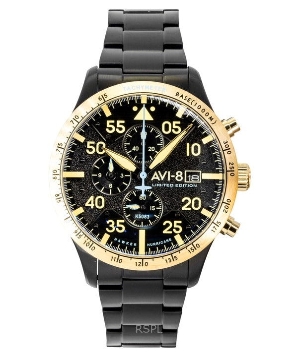 AVI-8 Hawker Hurricane Chronograph 90-års jubilæumsudgave Altitude sort urskive kvarts AV-4130-55 herreur