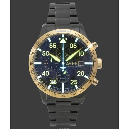 AVI-8 Hawker Hurricane Chronograph 90-års jubilæumsudgave Altitude sort urskive kvarts AV-4130-55 herreur