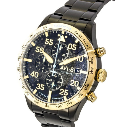 AVI-8 Hawker Hurricane Chronograph 90-års jubilæumsudgave Altitude sort urskive kvarts AV-4130-55 herreur